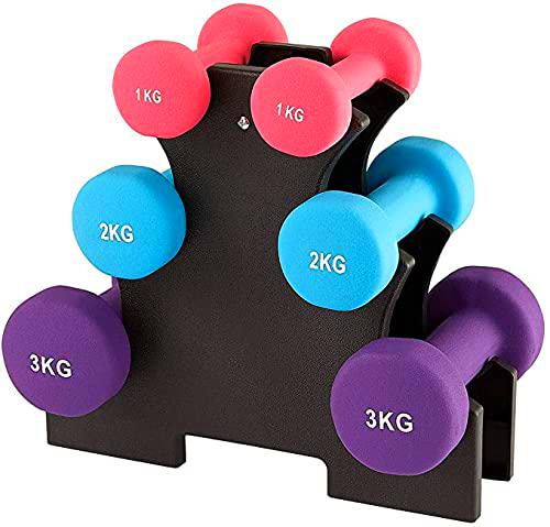 PERPETUAL Mancuernas 1KG /2KG Neopreno Pesas Ligeras Pequeñas Hexagonales Pilates Hombre Mujer Ejercicio Gimnasio Casa Fitness Dumbbell (2 Unidades) (12)