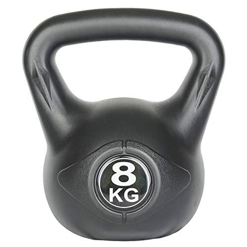 Qiccijoo Kettlebells Pesos 8 kg/17.6 lb Entrenamiento de fuerza para mujeres y hombres Ejercicio Fitness Kettlebells para gimnasio en casa (negro)