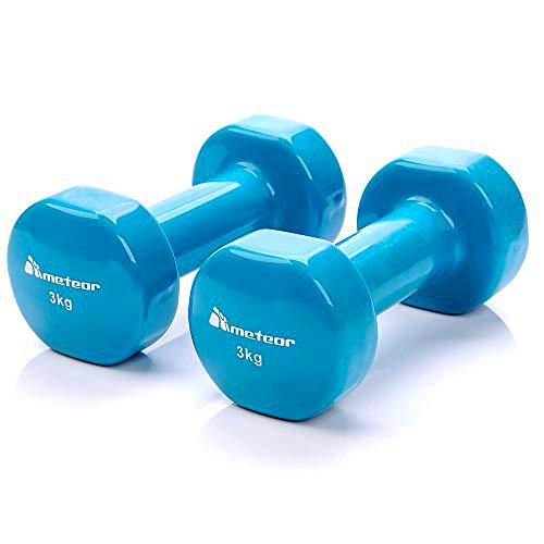 meteor Mancuernas de Vinilo Accesorio de Entrenamiento para Antebrazos Gimnasio en Casa Rehabilitación Ideal para Mujere y Hombre (2x3kg)