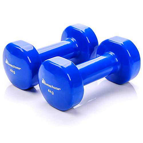 meteor Mancuernas de Vinilo Accesorio de Entrenamiento para Antebrazos Gimnasio en Casa Rehabilitación Ideal para Mujere y Hombre (2x4kg)