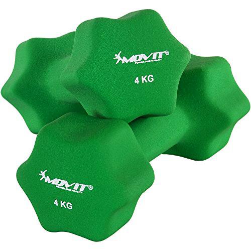 MOVIT Par de mancuernas recubiertos de neopreno mancuerna de una mano Pesas de 2 x 4,0 kg verde oscuro