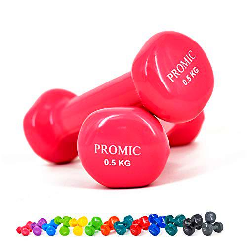 PROMIC - Juego de 2 mancuernas cortas, 0,5 kg a 10 kg