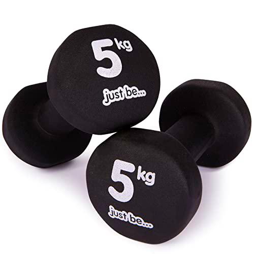 Just be.® Mancuernas para el Gimnasio Negras -2x 5kg