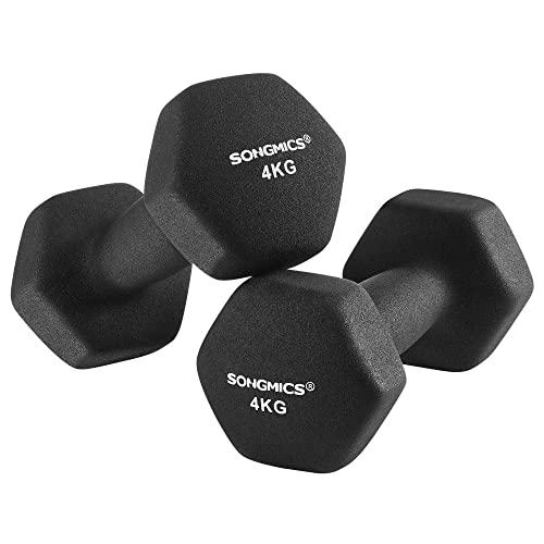 SONGMICS Juego de 2 Mancuernas de Vinilo, 2 x 4 kg