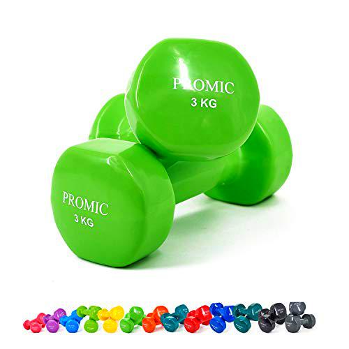 PROMIC - Juego de 2 mancuernas cortas, 0,5 kg a 10 kg