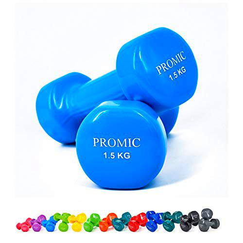 PROMIC - Juego de 2 mancuernas cortas, 0,5 kg a 10 kg