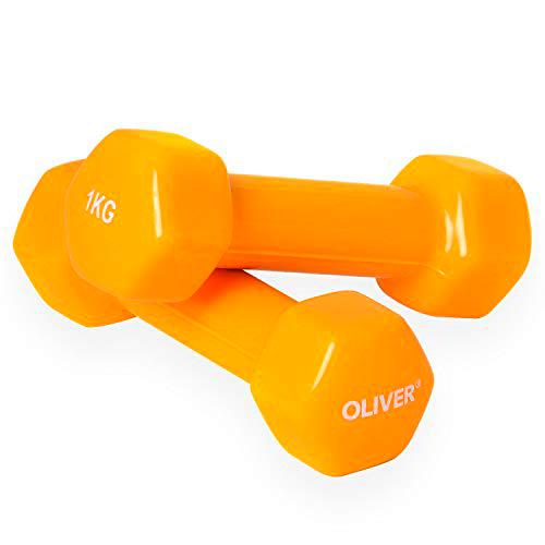 Oliver - Pesas (2 unidades, revestimiento de vinilo) 2 x 1.0 kg orange