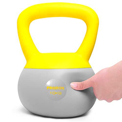 PROIRON Pesa Rusa Blandas de 10kg, Kettlebell con Mango Antideslizante Relleno de Arena de Hierro para Ejercicios y Entrenamientos en Casa y Gimnasio