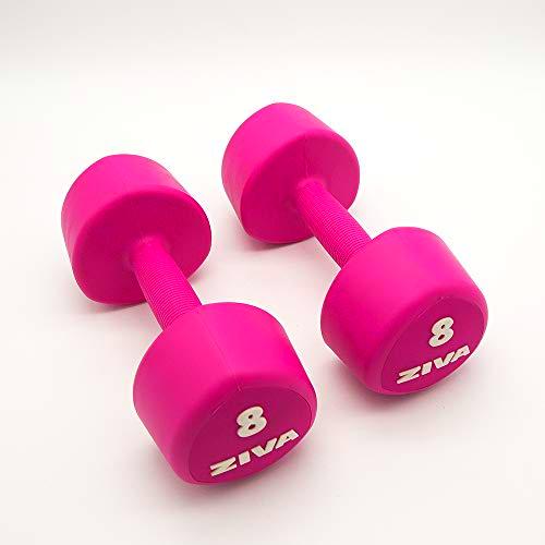 ZIVA Chic Studio - Set de 2 Mancuernas de 8Kg con Revestimiento de Goma sin Olor, Rosa