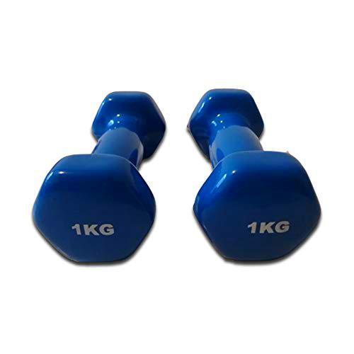 Natural Logistics Mancuernas de Vinilo (1 kg, Azul) | Mancuernas hexagonales de Goma para Pilates | Pesas Antideslizantes para Gimnasio en casa | Deporte en casa con Pesas. KOTTAO