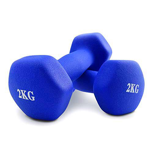 Goutime Pesas De Neopreno,Neoprene Dumbbell Pesa Entrenamiento De Gimnasia De Yoga para Hombres Y Mujeres.(Conjunto De 2),2 KG