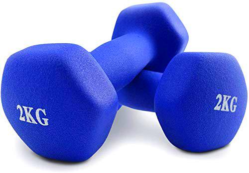 PERPETUAL Mancuernas 1KG /2KG/3KG (2 Unidades) Neopreno Pesas Ligeras Pequeñas Hexagonales Pilates Body Pump Hombre Mujer Ejercicio Gimnasio Casa Fitness Dumbbell