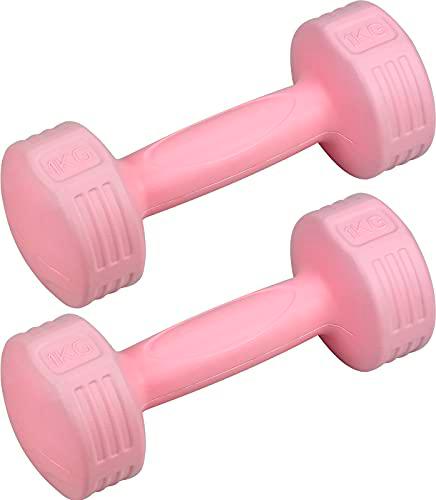 2 Pcs Mancuernas de Neopreno Pequeñas Hexagonales Pilates Pesas 1kg Antideslizantes para Entrenamiento Muscular de Mujer Hombre en Casa(Rosa)