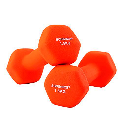 SONGMICS Juego de 2 mancuernas para Gimnasio y entrenamiento 2 x 1,5 kg SYL63OG