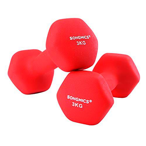 SONGMICS Juego de 2 Mancuernas para Gimnasio y Entrenamiento 2 x 3 kg SYL66RD