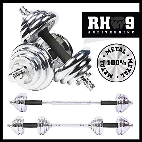 RH9 Gym Pesas 20 Kg Metal Ajustable. El Juego Consta De Mancuernas