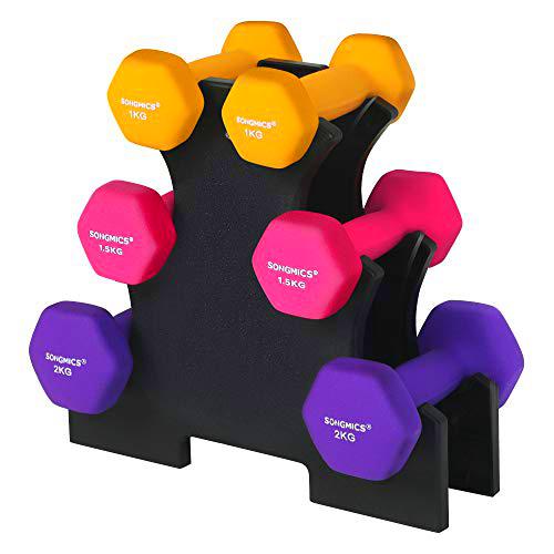 SONGMICS Juego de 6 Mancuernas, 2 x 1 kg, 2 x 1,5 kg