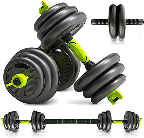 Mancuernas Conjunto de Gimnasio en casa, 3 in 1,Ajustables Barra Juego de Levantamiento de Pesas con Mancuernas Hogar Oficina Gimnasio,10kg